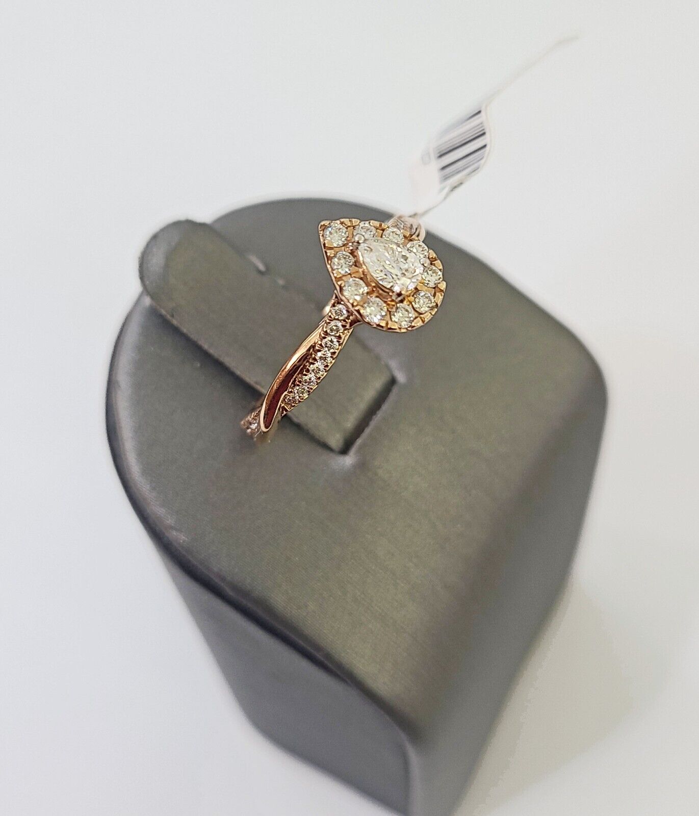 REAL 14k Rose Gold Diamond Ladies Ring Pear Shaped Women Engagement Wedding - GoldenlinQ